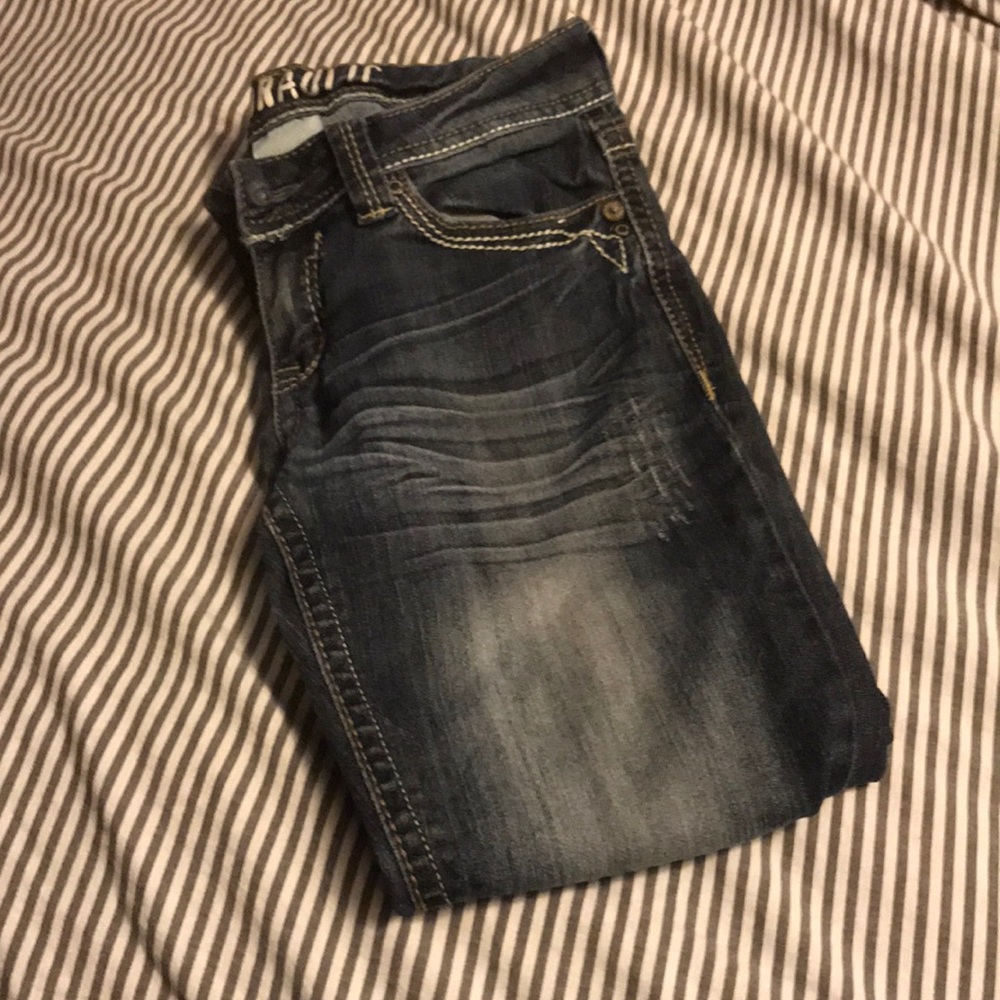 Distressed denim capris